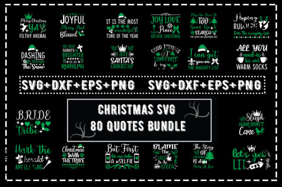 Christmas 80 Quotes Bundle: Perfect for T-Shirt Designs and Graphics