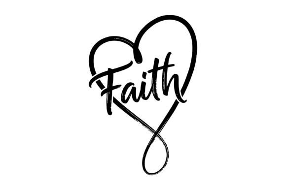 Faith Heart Brush Script: Graphics for T-Shirt Designs