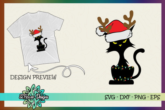 Funny Cat Christmas Light Reindeer: A Whimsical T-Shirt Design