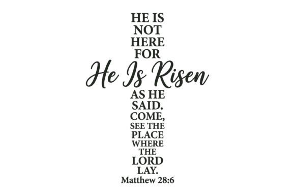 He is Risen Matthew 28:6 Cross SVG for T-Shirt Graphics