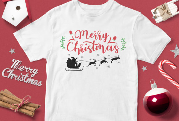 Merry Christmas Santa and Deer: A Festive T-Shirt Design for Local Brands