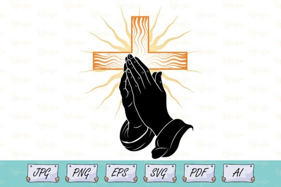 Praying Hands Cross T-Shirt Vector SVG Graphics Review