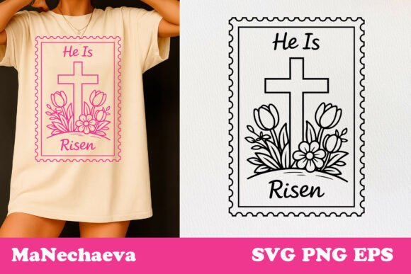 Spring Postal Stamp SVG He is Risen Graphics & T-Shirt Designs