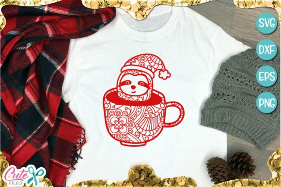 Zentangle Sloth Christmas: A Unique Graphic for T-Shirt Designs